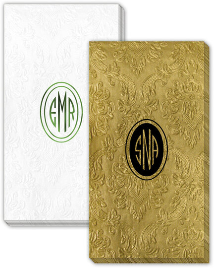 Outlined Oval Monogram Carte Guest Towels